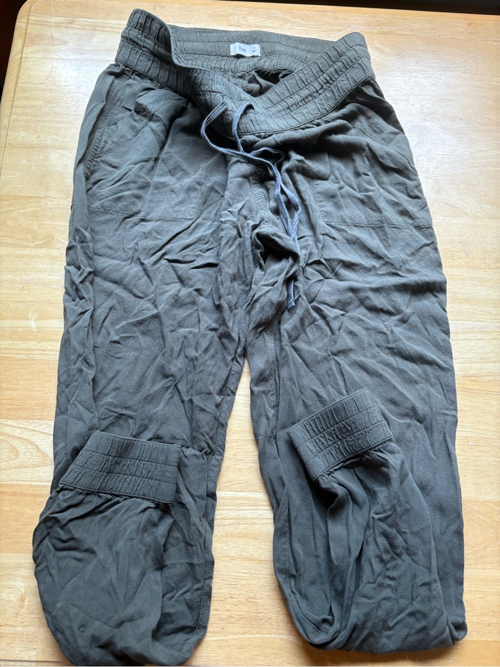 TNA Olive Green Cropped Jogger Pants